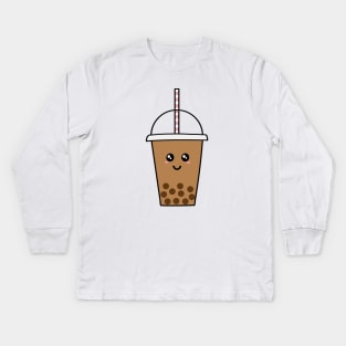 Cute Bubble Tea Kids Long Sleeve T-Shirt